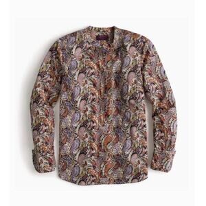 J Crew Liberty Art Fabrics Popover Top Size 4 Paisley Floral Cotton Blouse